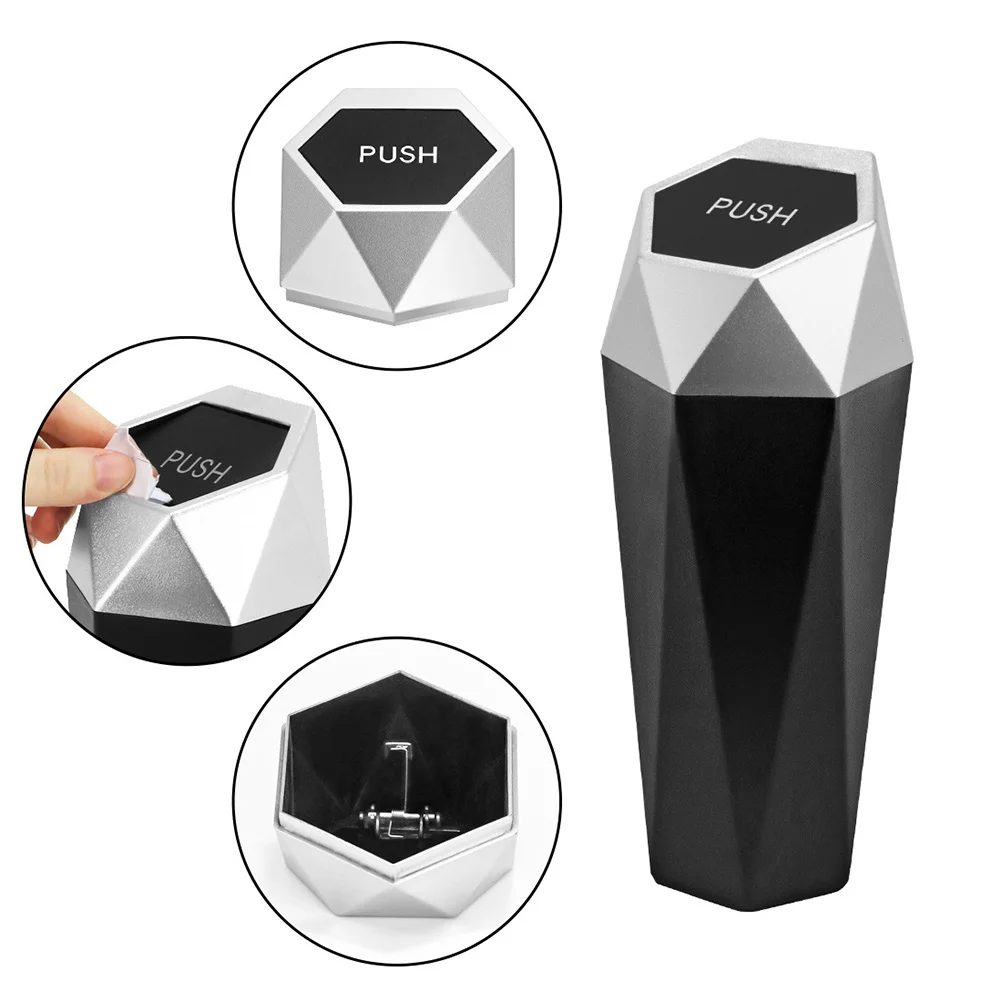 

Garbage Can Trash Waste Mini Bin Car Container Tablerecycling Bucket Desk Holder Cup Automotive Accessories Vehicle Diamond