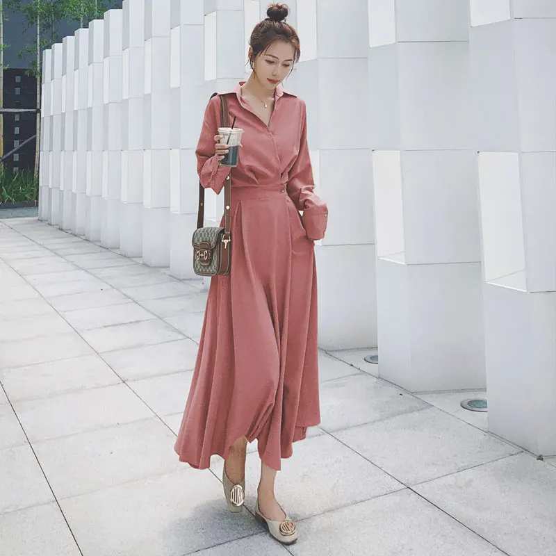 

Vintage Shirt Dresses for Women Evening Female Dress Party Oversize Long Sleeve Beach Woman Dress Robe Vestidos Autumn 2022 New