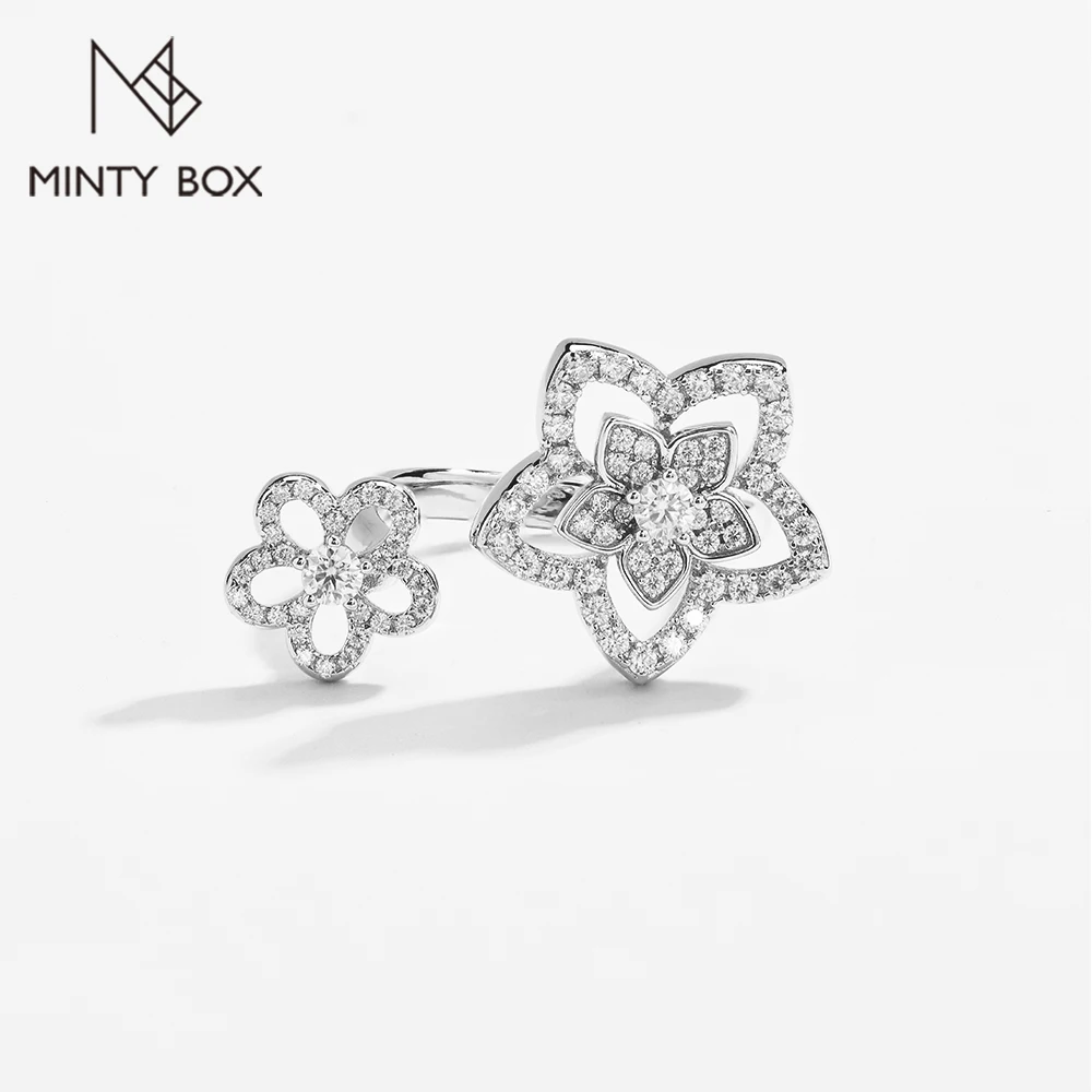 Фото MINTYBOX S925 Стерлинговое Серебро цветок женский бриллиант D цветной свадебный браслет блестящие ювелирные изделия с сертификатом №1