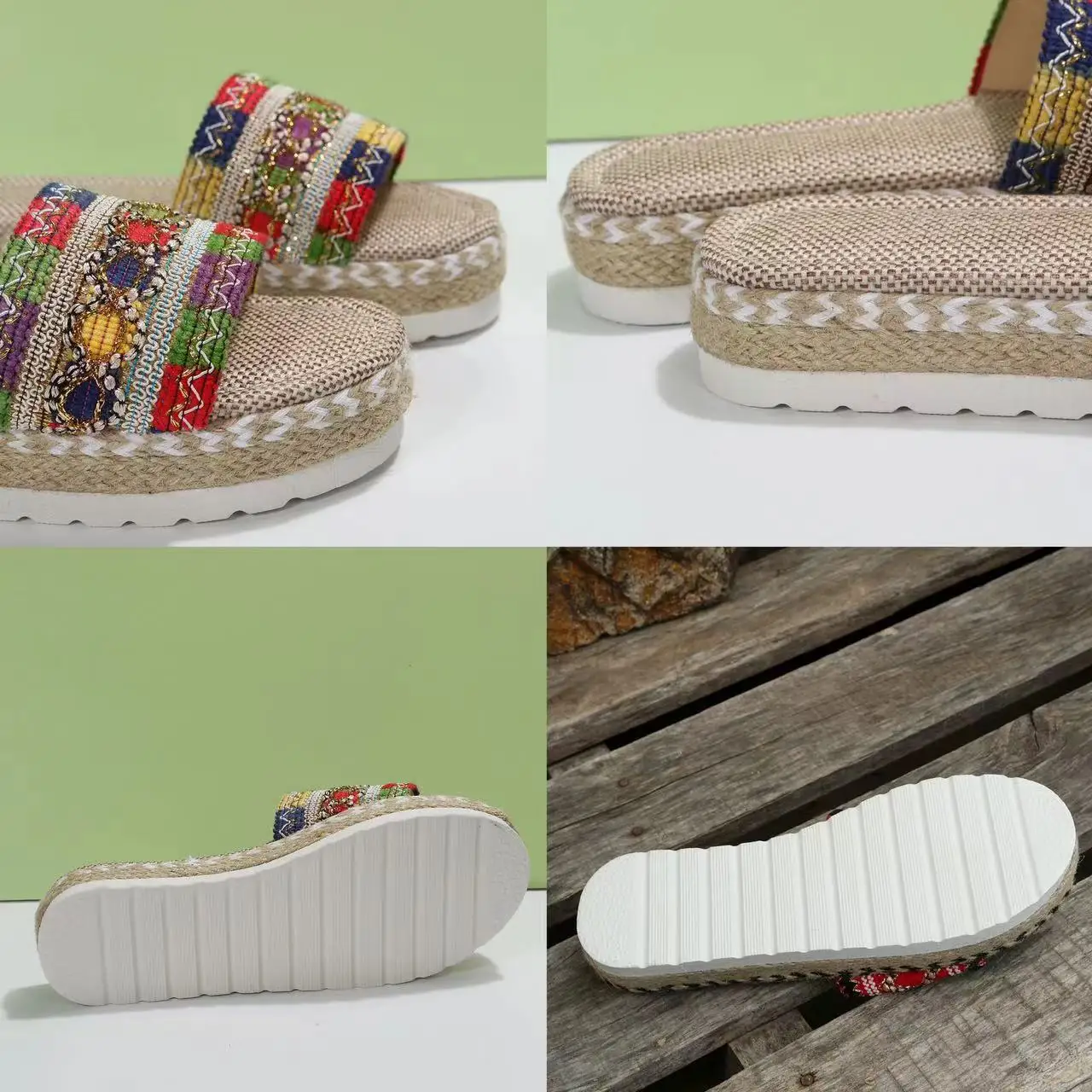 Weave Women's Slippers Platform Summer Shoes for Women 2023 New Beach Casual Heeled Sandals Bohemian Handmade Ladies Espadrilles