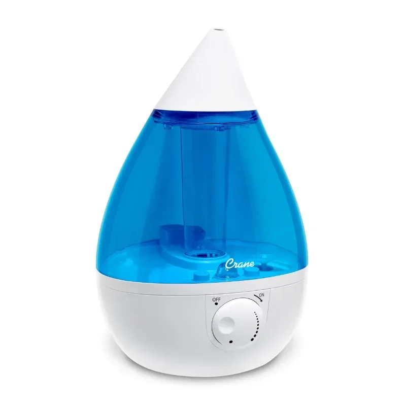 

Crane Drop Ultrasonic Cool Mist Humidifier, 1.0 Gallon, 24 Hour Run Time, Whisper Quiet, 500 Sq. Ft. Coverage, Blue/White
