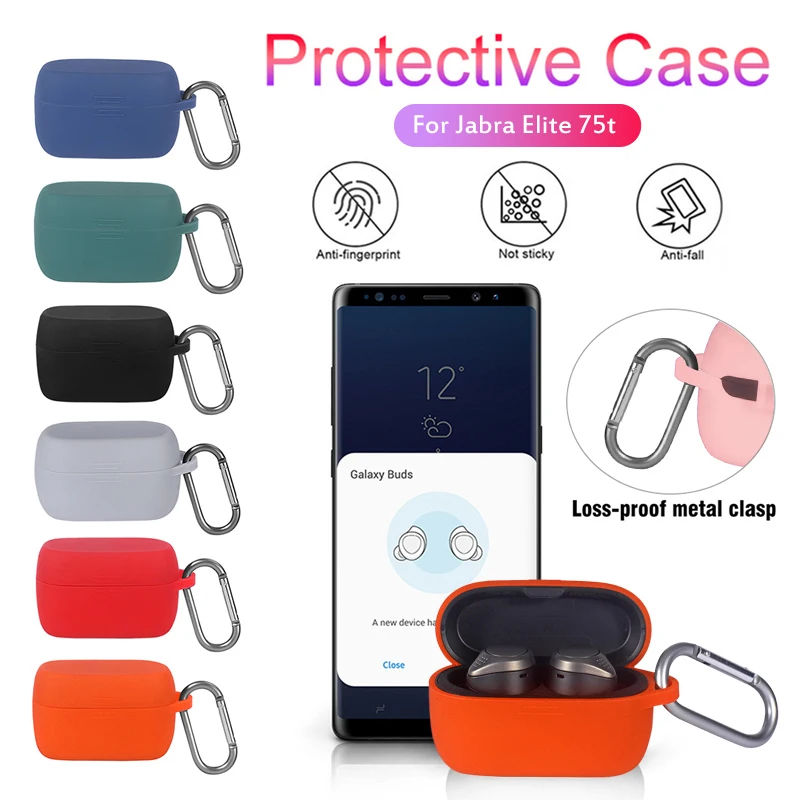 

With Anti-loss Hook Headset Case Dustproof Earphone Storage Case Shockproof Soft Protective Case For Jabra Elite Active 75t