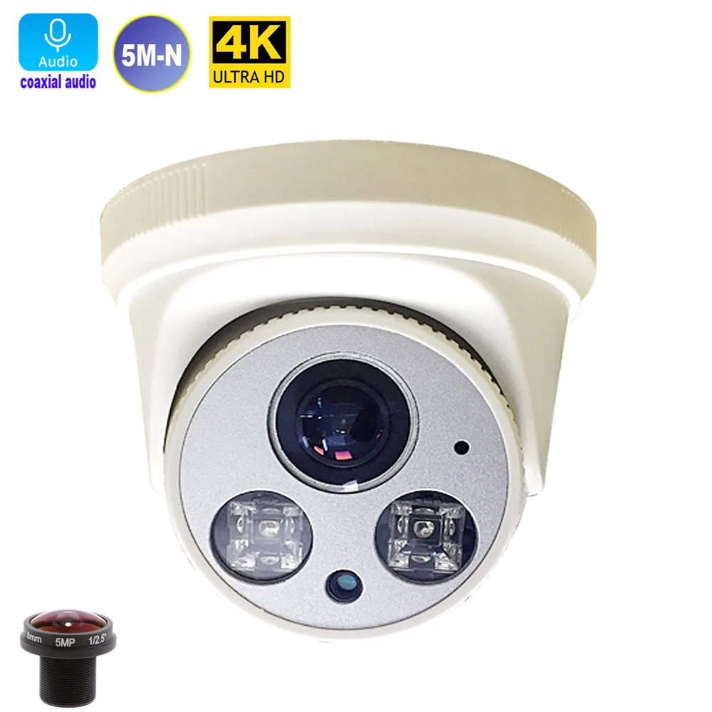 

Широкоугольный объектив 1,8 мм Коаксиальная аудиокамера Tvi Внутренняя купольная 1080P 5MP 8MP AHD Cvi аналоговая домашняя система видеонаблюдения Survaillance