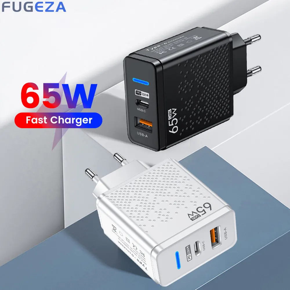 

FUGEZA 65W GaN USB C Charger PD Fast Charge Charger Type For Samsung Galaxy S22 S21 Iphone 14 13 12 Pro LG G8X Plug PD Charger