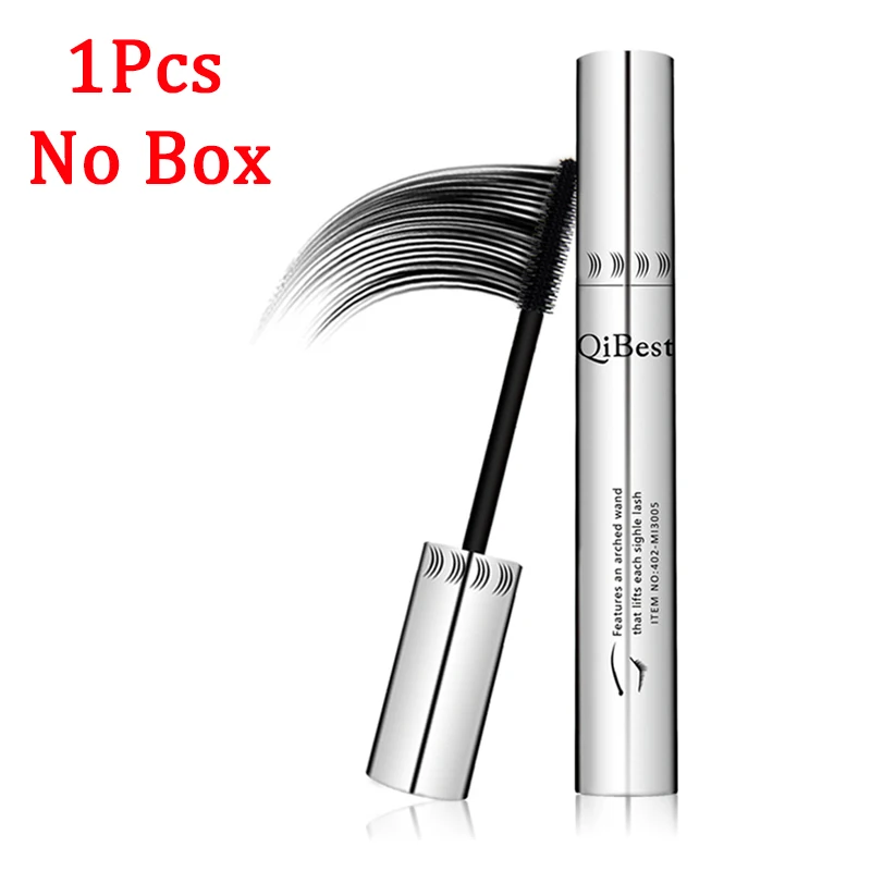 

QIBEST 4D Silk Fiber Eyelashes Lengthening Mascara Waterproof Long Lasting Eyelashes Extension Makeup Black Mascara Lash Curler