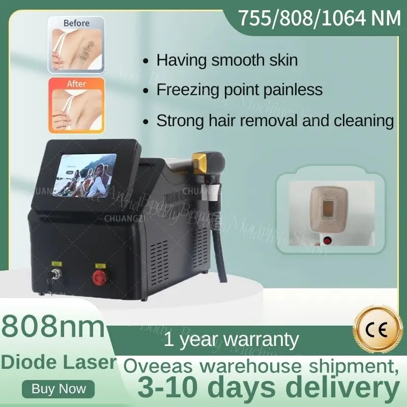 

2000W Diode Laser Hair Removal 755nm 808nm 1064nm 3 Wavelength Ice Platinum Painless Permanent 4 waves IPL Permanent CE