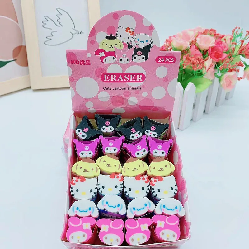 24pcs Cartoon Sanrio Anime Eraser My Melody Kuromi Rubber Super Cute Cuttable Rubber Learning Gift School Supplies Stationery