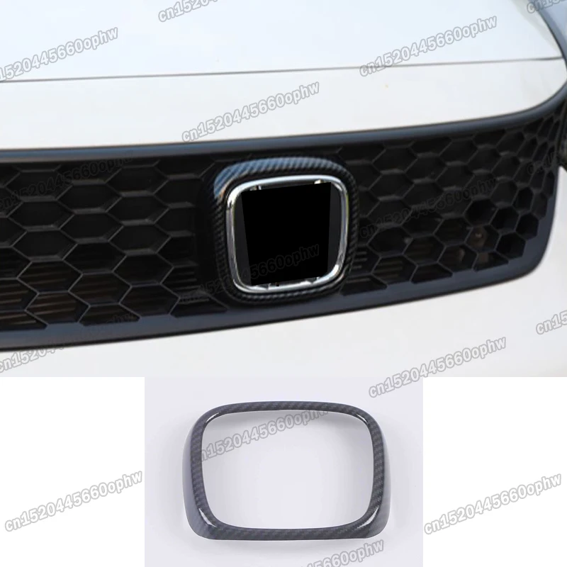 

carbon fiber car front logo frame trims for honda fit 2019 2020 2021 2022 accessories exterior parts jazz 4 mirror surface