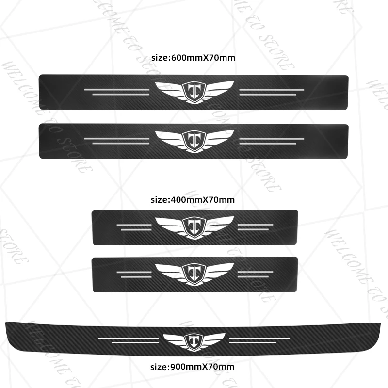 

Для Tuscani LOGO Rohens Coupe Tiburon 4/5 шт. 1 комплект из углеродного волокна, защита на порог автомобиля, защитная крышка багажника, наклейки, аксессуары