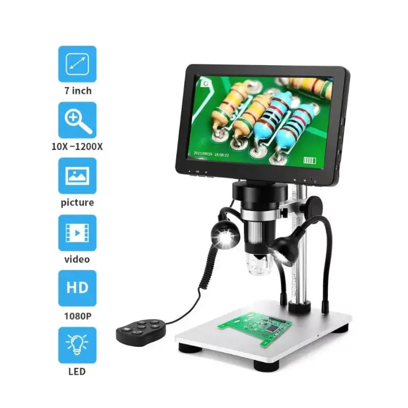 

7Inches Digital Microscope 1200X Soldering 1080HD Pixel Circuit Repair Magnifier Compatible with Windows/Mac OS