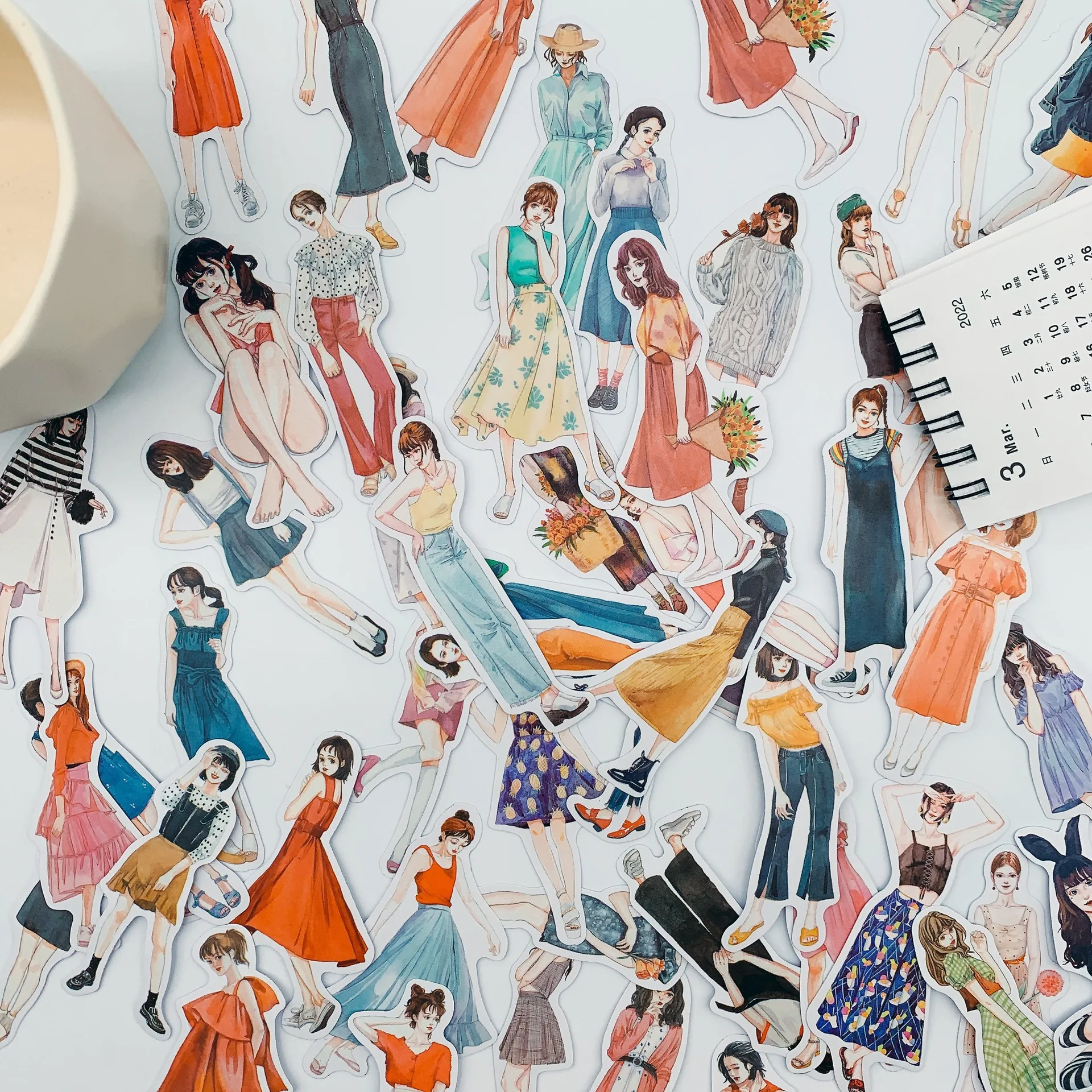 

100PCS Salt Fashion Girl Stickers DIY Scrapbooking Collage Phone Diary Album Happy Plan Gift Seal Decoration