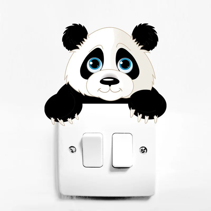 Мультфильм слон котенок панда розетка переключатель Настенная Наклейка