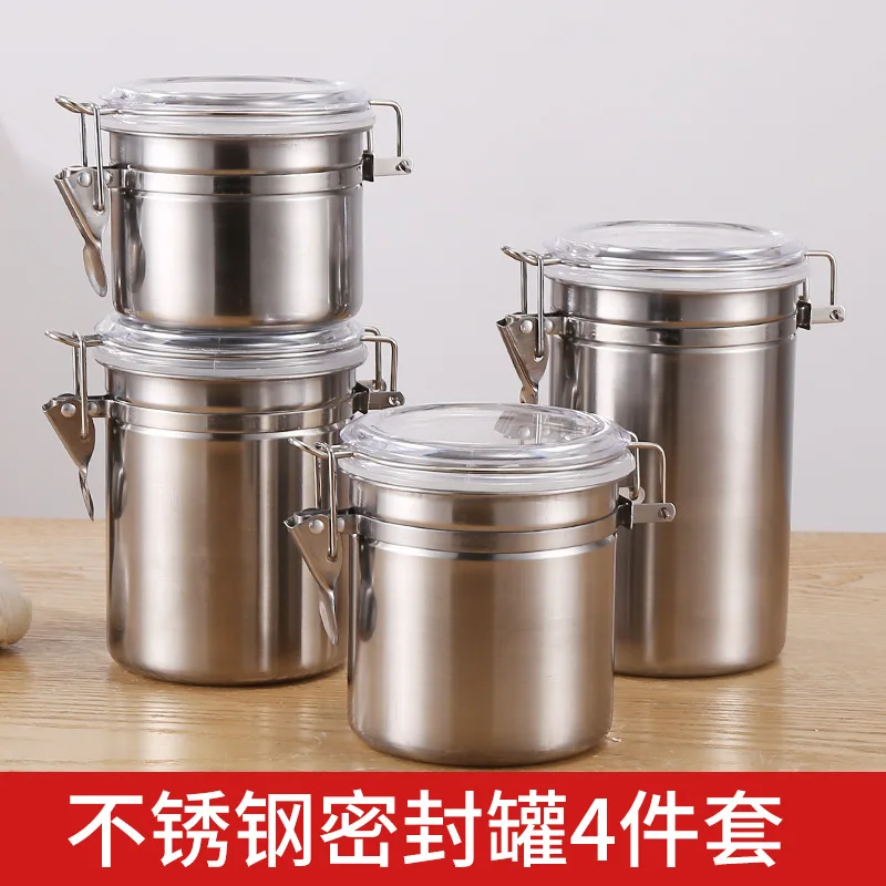Factory Direct Selling Stainless Steel Sealed Can Gift Box Set Wholesale Coffee Beans, Dried Fruits, Tea Cans, Kitchen Moisture
