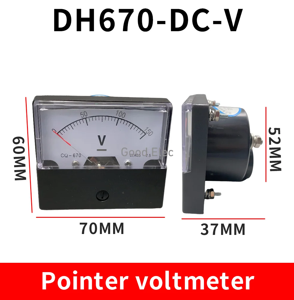 DH-670 DC-V 5V 10V 15V 20V 30V 50V 100V Указатель Аналоговый Вольтметр постоянного тока 70*60mm