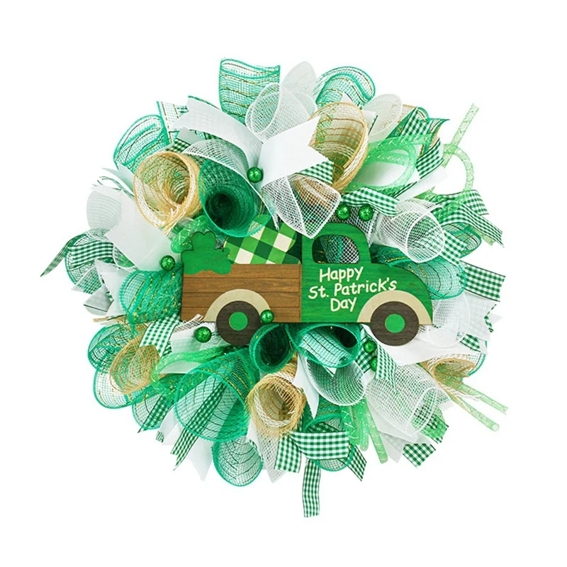 

Northern Irish Festival Green Garland Ribbon Hanging Wreath Home Wall Party Leaf Decoration Outdoor Indoor Lucky Wreath