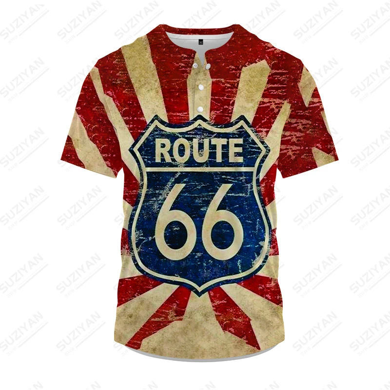 

3D Printing Men's Buttons 66 Bus Stop Graphic T-shirt Spring Autumn Loose O-Neck Long Sleeve Plus Size T-shirt Men's Clothing