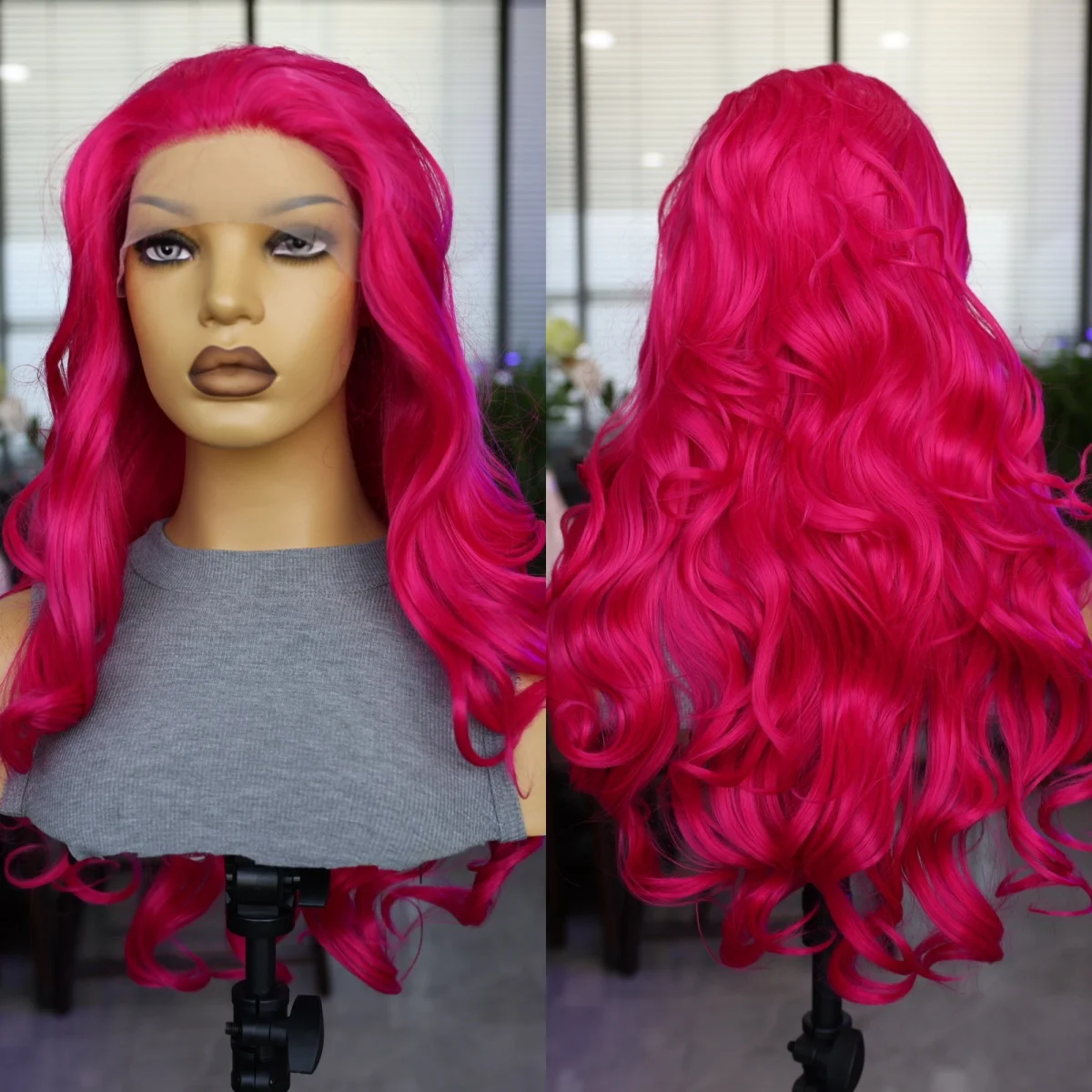 13*4 передний кружевной синтетический красный фиолетовый парик длинные волнистые