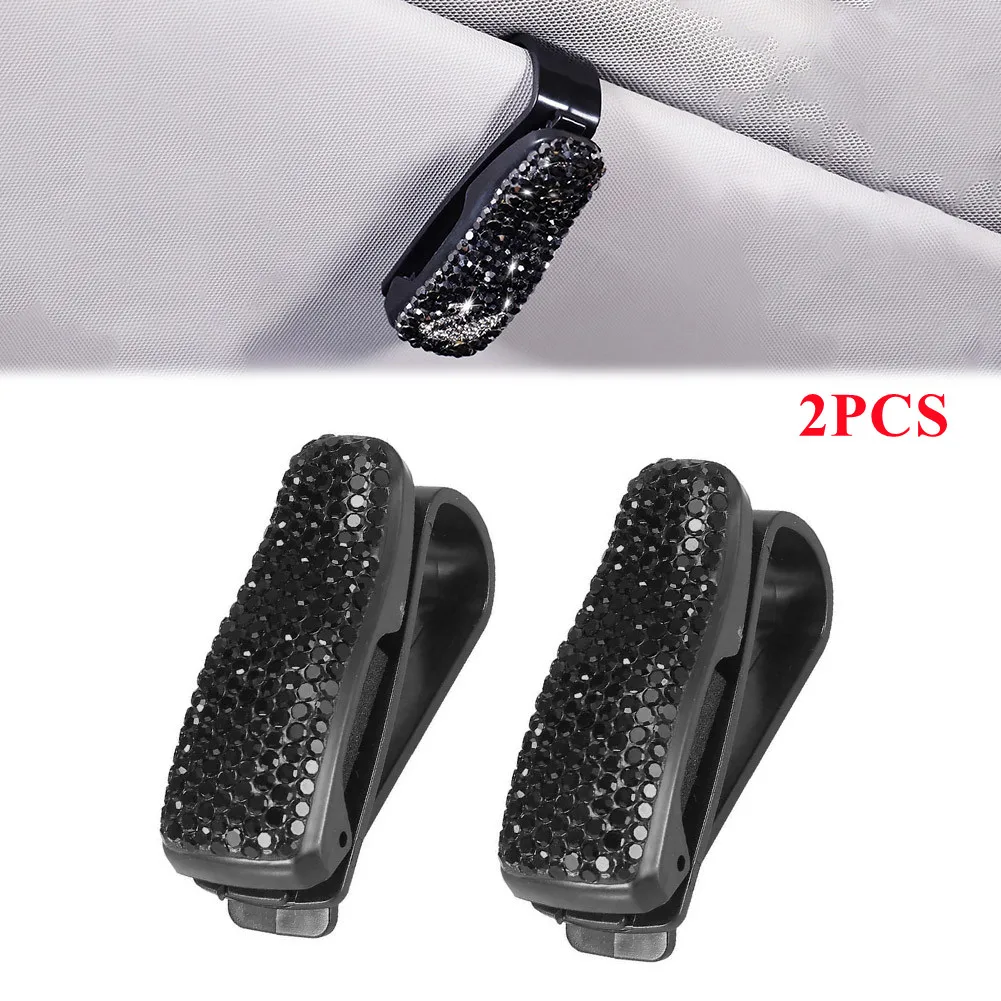 

2pcs Car Glasses Holder Clip Universal Sun Visor Glasses Hanger Sunglasses Holder Clip Bling For Car 6.5x2x4cm