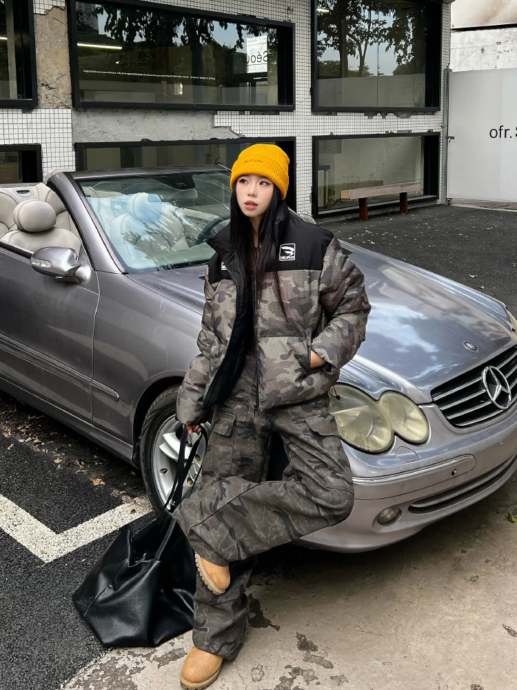 Материал американский винтажный камуфляжный лоскутный трикотаж пальто с