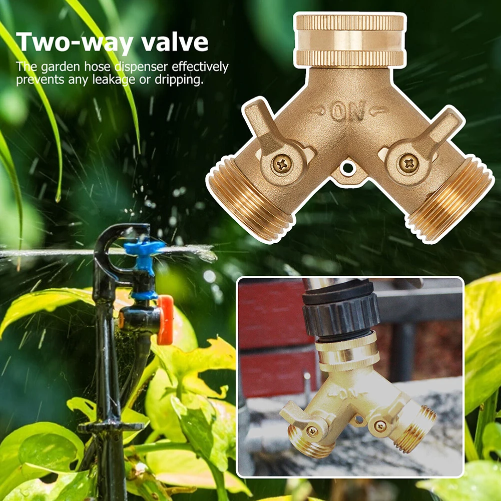 

Garden Hose Connector Tap Outlet Splitter Brass 2 Way Adapter With Washers Garden Hose Splitter Irrigation Connector Valve