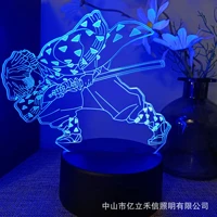 anime demon slayer 3d night light usb716 color touch remote control led sleep light bedside light childrens toy birthday gift