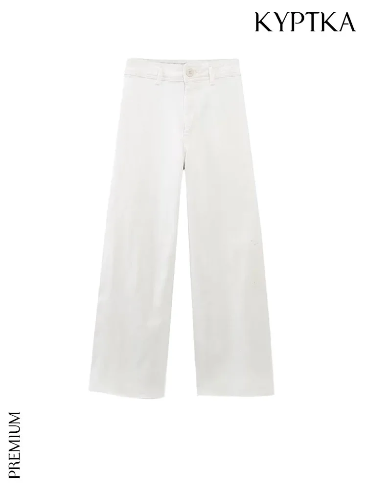 

Модные женские джинсы KYPTKA с бесшовными задними карманами, прямые винтажные женские джинсы на молнии с высокой талией, женские брюки