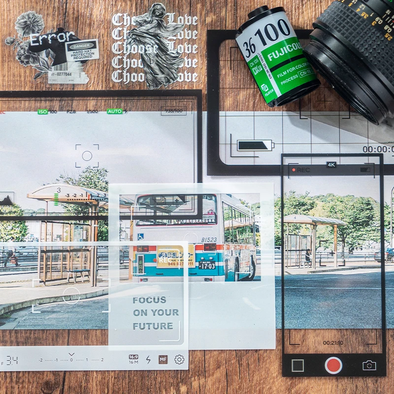

Assorted Photographic Frame And Things Stickers PET Transparent Labels Aesthetic Scrapbooking Photo Album Art Decor Sketchbook