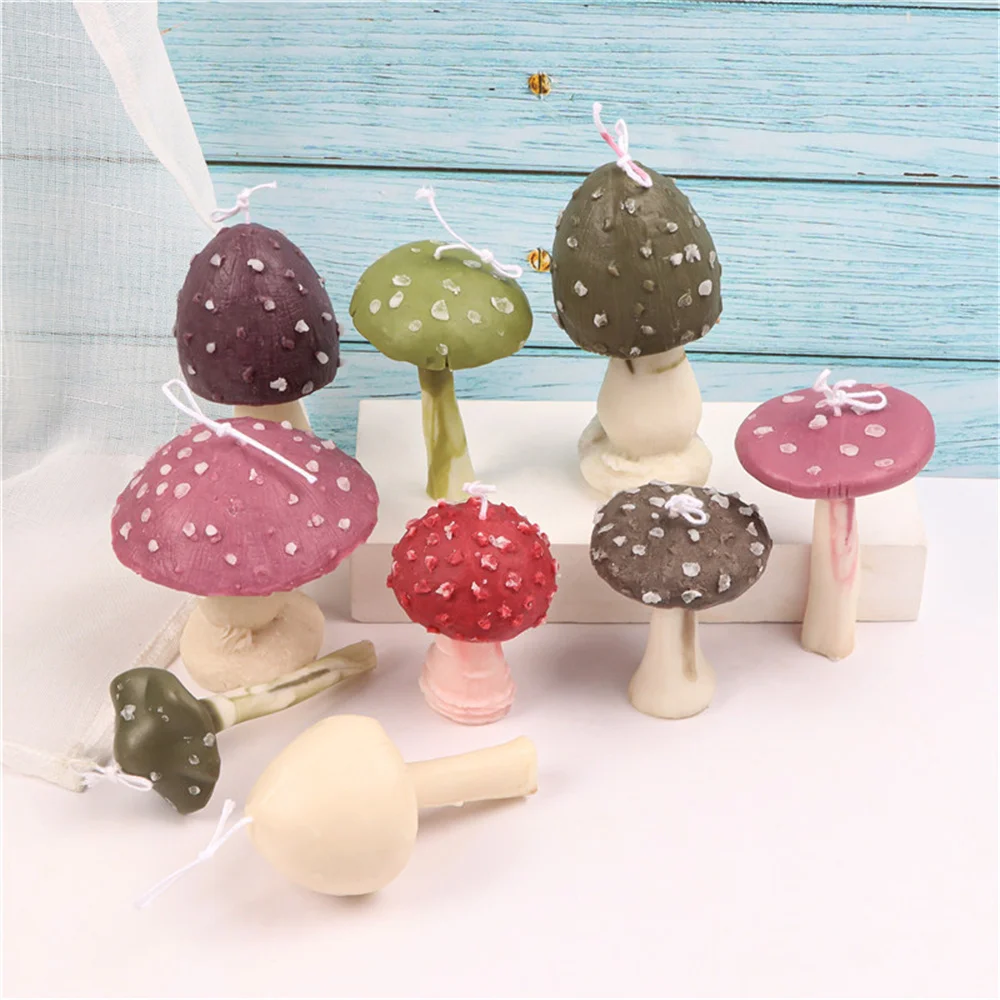 

9Types 3D Lovely Mushroom Shape Candle Silicone Mould Plant Scented Candle Crafts Making Mold Cake Chocolate Tools