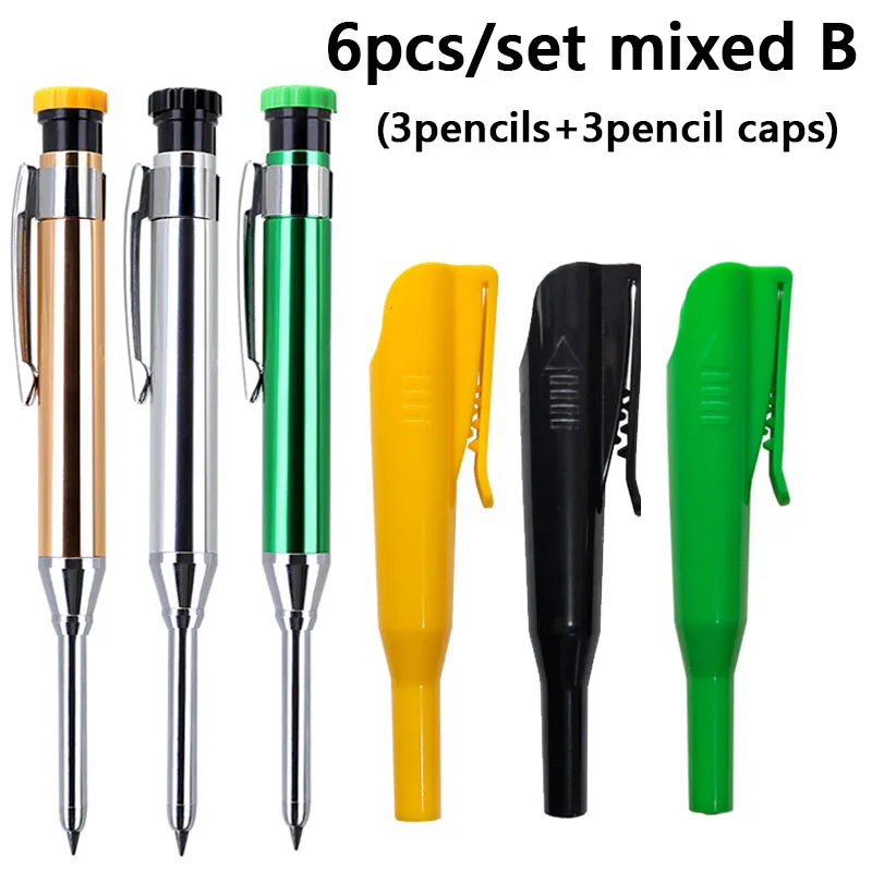 

Механические карандаши MROOFUL, набор из 3 штук, металлический корпус, красный/синий/черный/зеленый/желтый/серебристый