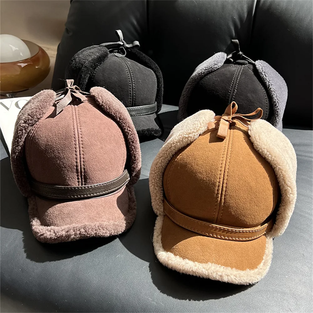 Шерстяная шапка из натурального меха унисекс новый зимний теплый бомбер русские