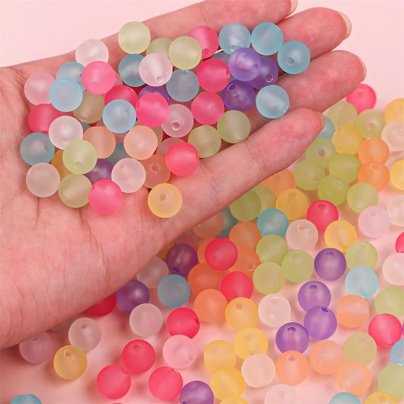 

8mm 10mm High Quality Uniform Size Matte Frosted Transparent AcrylicSeed Beads For DIY Craft Earring Bracelet Jewelry Making