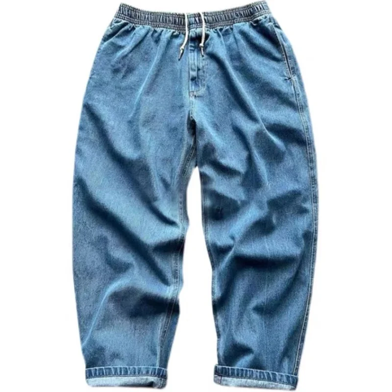 

BEAMS 23AW Japanese Style Dilapidated Washing Cone Drawstring Jeans Leisure Time Baggy Ninth Pants