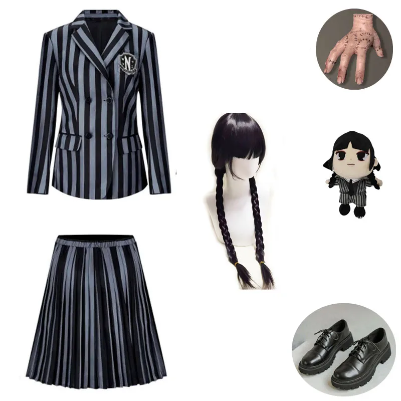 

Addams Family Halloween Costume Girls Wednesday Addams Jenna Ortega Nevermore Academy Uniform Cosplay