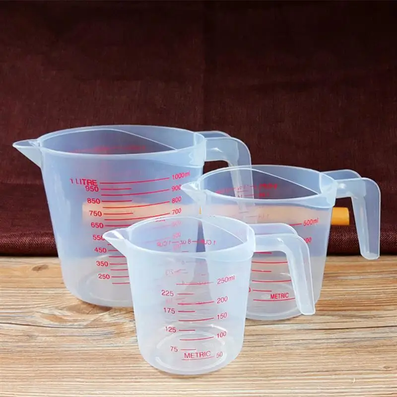 

250ML 500ML 1000ML Tip Mouth Plastic Measuring With Transparent Handle Jug Cup Graduated Cooking Kitchen Tool Baking Tools