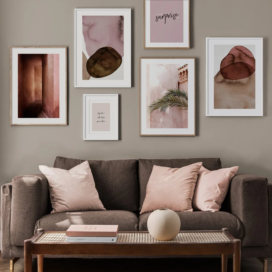 

Abstract Ink Trace Palm Leaf Morocco Aisle Wall Art Prints Paper Canvas Painting Nordic Poster Decor Pictures For Living Room