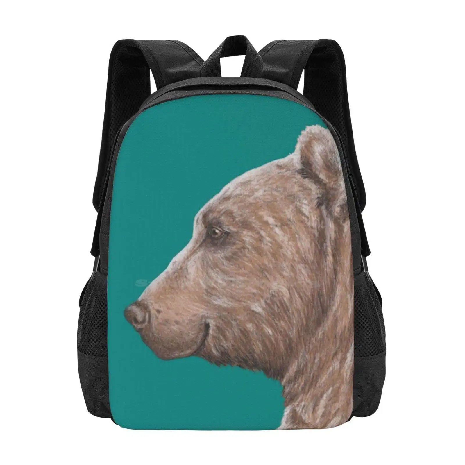 

Mama Bear Large Capacity School Backpack Laptop Bags Mama Bear Grizzly Brown Bear Animal Teal Smile Mum Mom Mothers Day Any