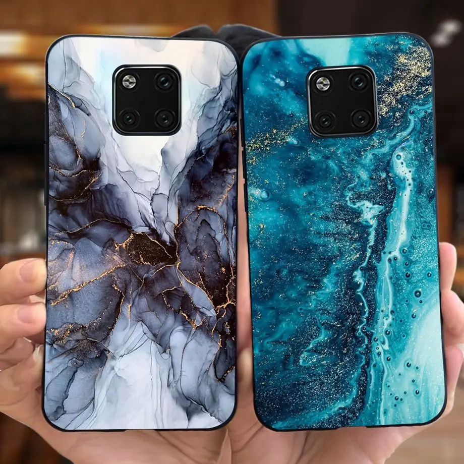 Чехол для Huawei Mate 20 Pro мягкий силиконовый чехол-накладка черный чехол с котом луной