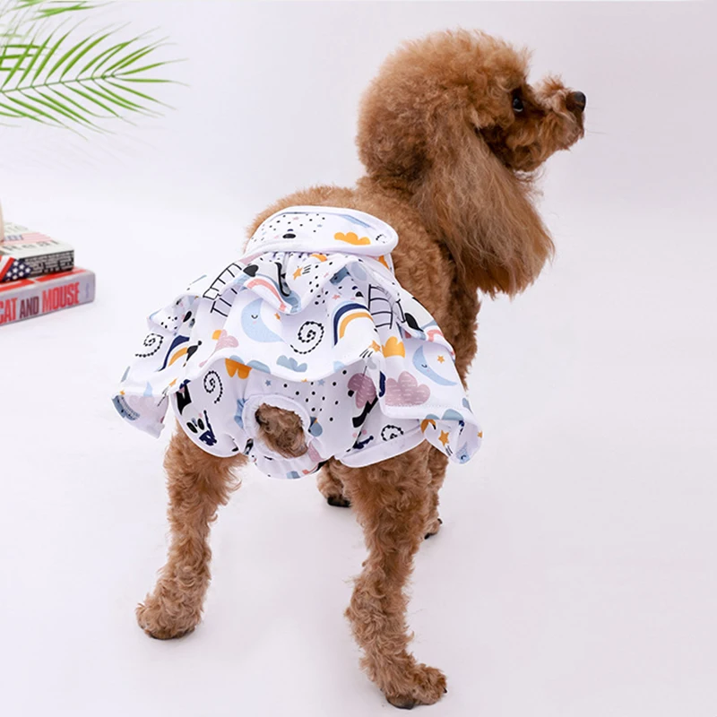 

Adjustable Female Dog Physiological Pants Pet Princess Dress With Cute Panda Print Washable Dog Menstrual Pants Pet Supplies