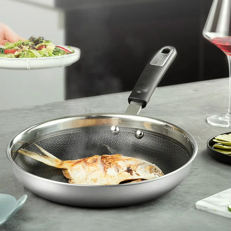 

Кастрюля из нержавеющей стали для стейка Толстая Коммерческая омлета индукционная плита сковорода для блинов антипригарная Кастрюля кухо...