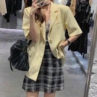 2021 new women spring new korean style loose design temperament slim casual thin suit fashion casual short sleeved suit jacket