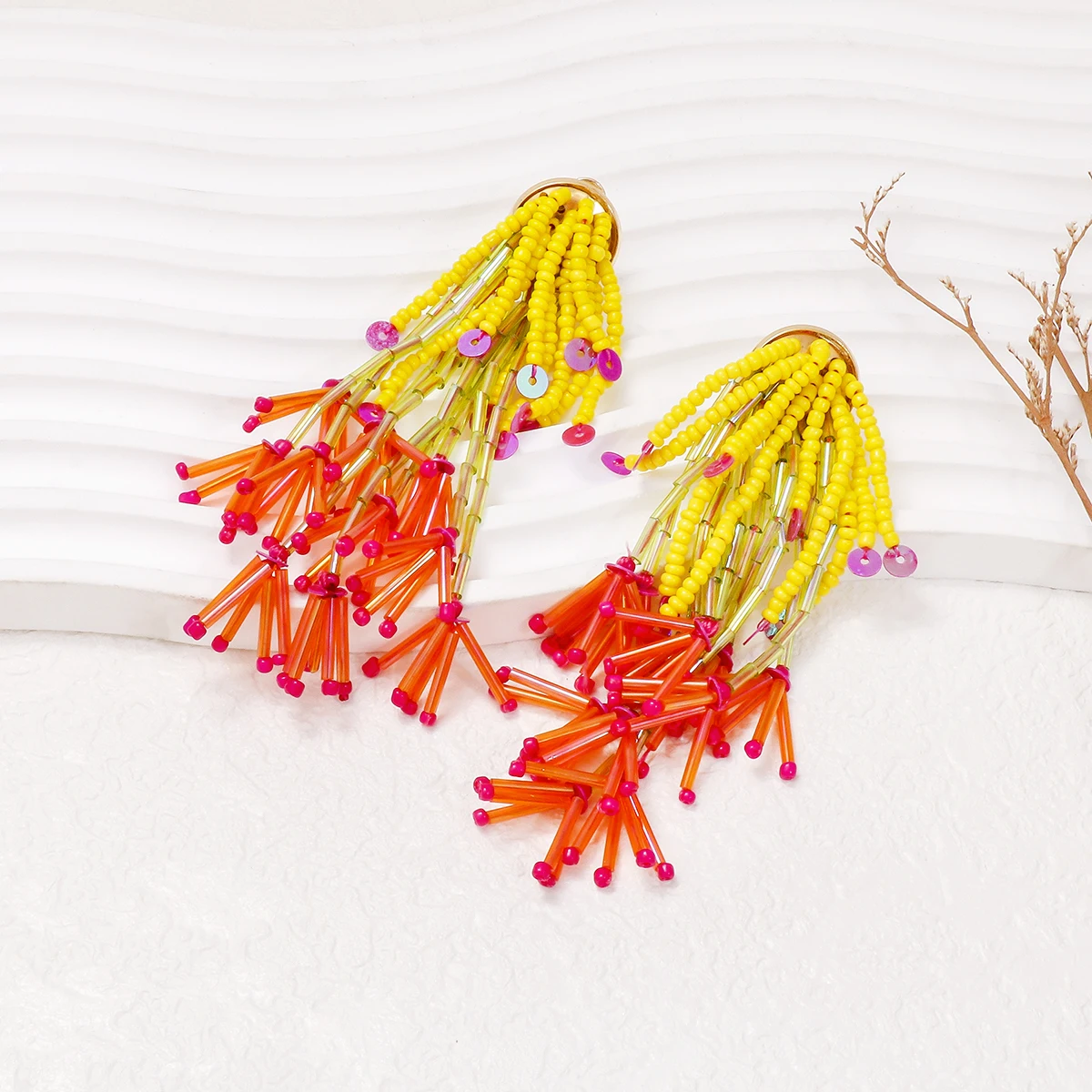 Серьги-Подвески ручной работы богемные винтажные эффектные украшения в