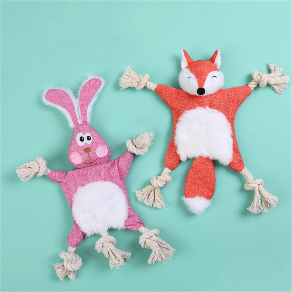 

Soft Plush Pet Rope Toy Cute Fleece Squeaky Sound Toys Rabbit Monkey Fox Squirrel Grizzly Bear Chew Squeak Sounding Pets Dog Toy