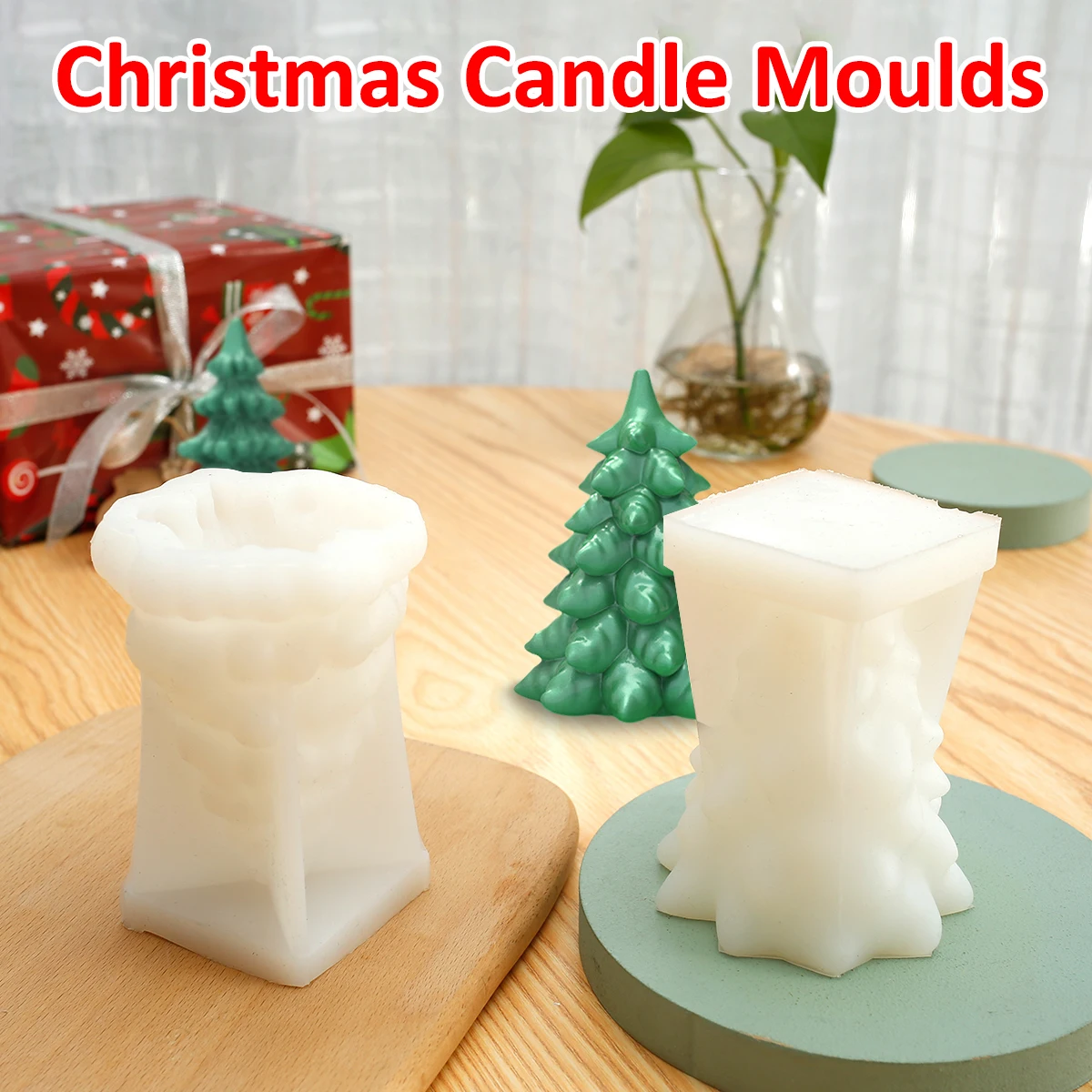 

2 шт. форма для рождественской елки в виде свечи 3D, форма для изготовления рождественской свечи, многоразовая силиконовая форма для поделок ...