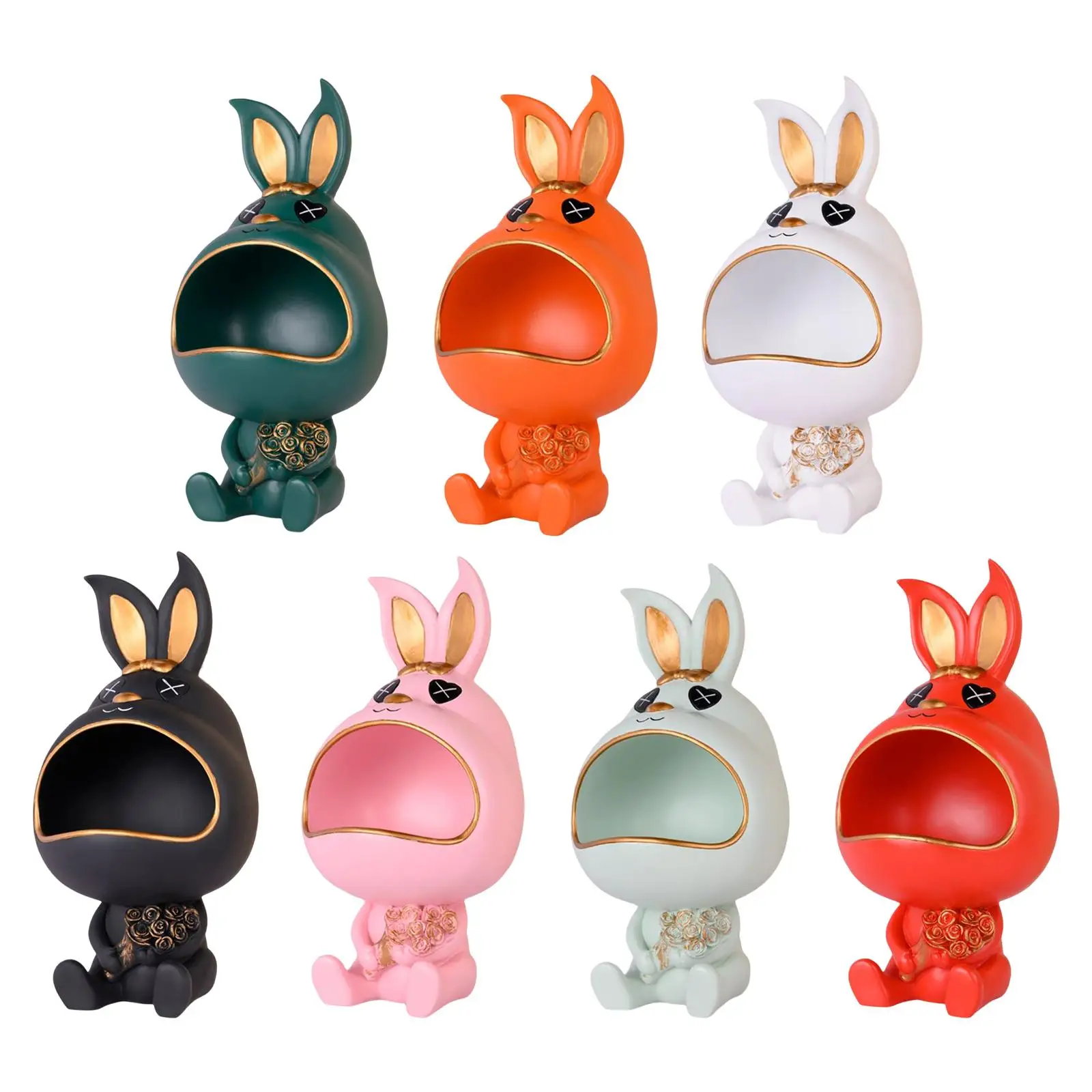 

Creative Rabbit Figurine Miniatures Bunny Statue Sculpture Perfume Storage Box for Desktop Living Room Holiday Home Decoration