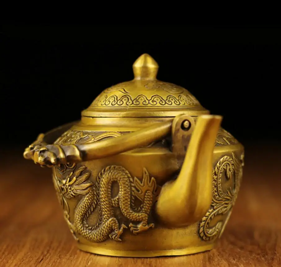 

Copper Statue Manufacturer's direct selling pot, pure copper, dragon and Phoenix pot, ornament, brass, cast copper pot, ornament