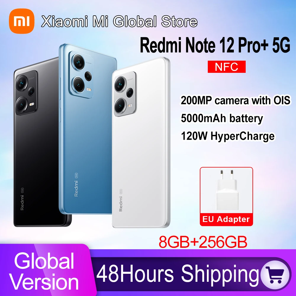 Xiaomi Redmi Note 12 Pro Plus 5G Smartphone Global Version 8GB 256GB NFC MediaTek Dimensity 1080 200MP OIS Camera 120W Charge