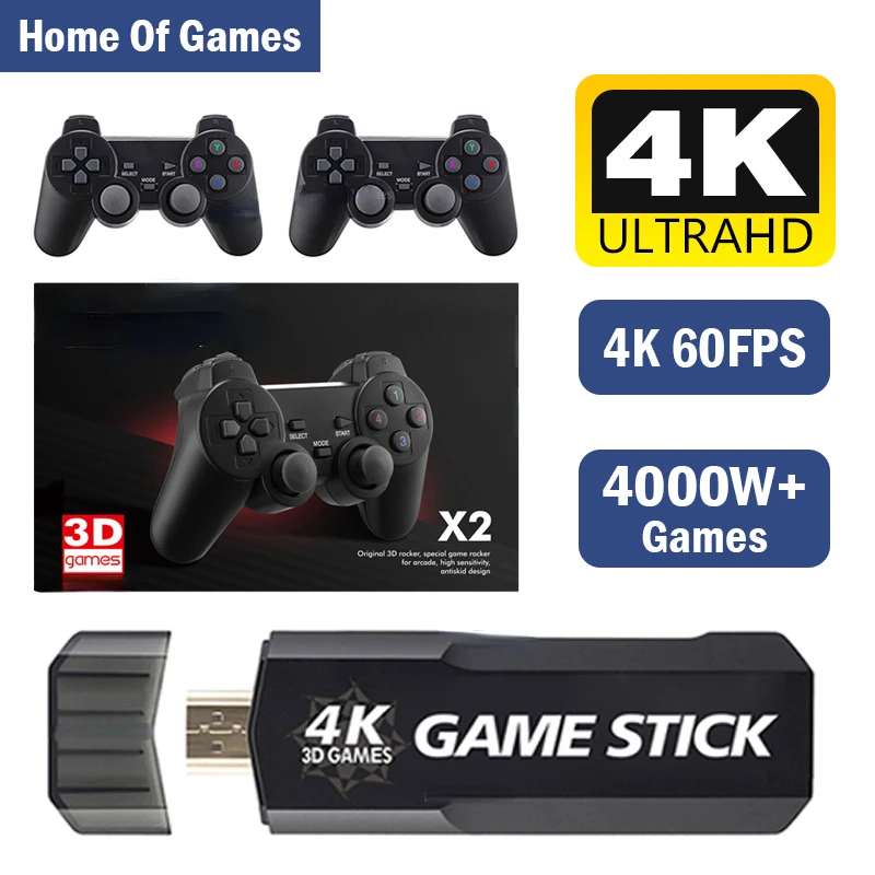 

Console 4K 60fps HDMI Output Low Latency TV Game Stick Dual Handle 2.4G Dual Handle Portable Home Game Console Retro Game