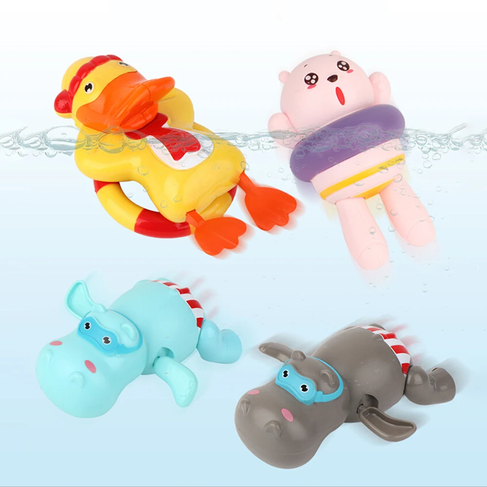 

Baby Bath Toys Hippo Yellow Duck Bear Water Wind Up Chain Cartoon Swim Toy Kids Shower Water Play Clockwork Toys