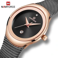 naviforce female wristwatch classic black fashion luxury women watches quartz date display clock lady steel waterproof bracelet