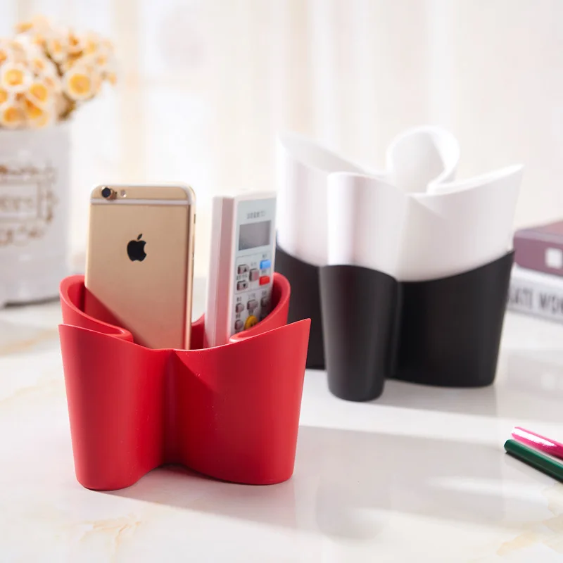 

Four Leaf Clover Remote Storage Box Plastic Cosmetic Makeup Stand Case Desktop Phone Knife Pen Coffee Phone Holder Organizer